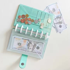 Carpeta de 6 anillas A6/A5 personalizada, carpeta económica de cuero PU con soporte de bolsillo, estilo de tapa dura para sobre de ahorro de efectivo, gestión de dinero - Product Image 3