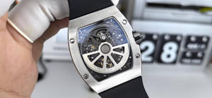 Montre mécanique automatique ultra-fine 6701 Fashion Silver, montre de luxe haut de gamme pour affaires, sport, avec bracelet en caoutchouc et aiguilles en fibre de carbone. - Product Image 4