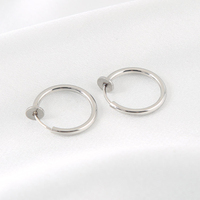 Boucles d'oreilles créoles à clip en acier inoxydable pour femmes et hommes, non percées, rétractables, fausses cartilages, faux anneaux de nez et de lèvre, bijoux cadeaux