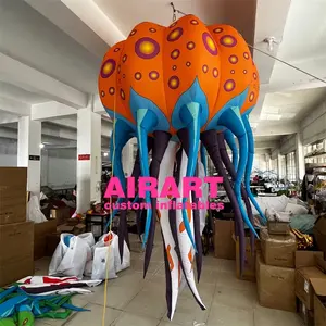 LED lighting up inflatable orange jellyfish,events party decoration inflatable jellyfish model