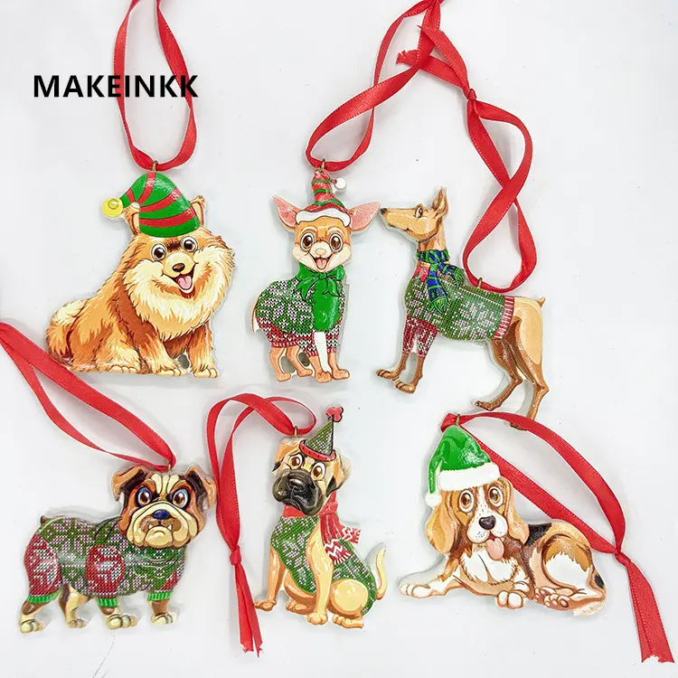 カスタムレジンパーソナライズされたクリスマス装飾工芸品卸売装飾猫と犬のクリスマスハンギングオーナメントクリスマスオーナメント