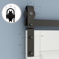 Herrajes para Puerta Plegable Industrial de Alta Calidad AAG, de 4 Puertas, en Forma de J, de Acero con Recubrimiento de Polvo Negro, para MDF/Madera Maciza, Garantía de 4 Años