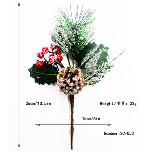 Giáng sinh nhân tạo <span class=keywords><strong>Red</strong></span> <span class=keywords><strong>Berry</strong></span> cắt mô phỏng bông tuyết thông kim Pinecone trái cây màu đỏ chi nhánh - Product Image 5