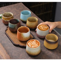Ensemble de tasses à café en céramique de luxe léger 200 ml, tasses à latte et matcha faites à la main, tasse à thé en céramique japonaise rétro