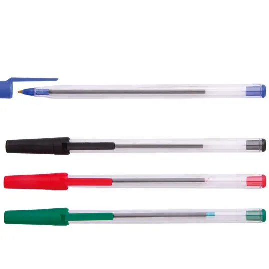 قلم حبر جاف من البلاستيك للاستخدام اليومي باللون الأحمر والأسود والأزرق والأخضر مصنوع من مادة عالية الجودة
