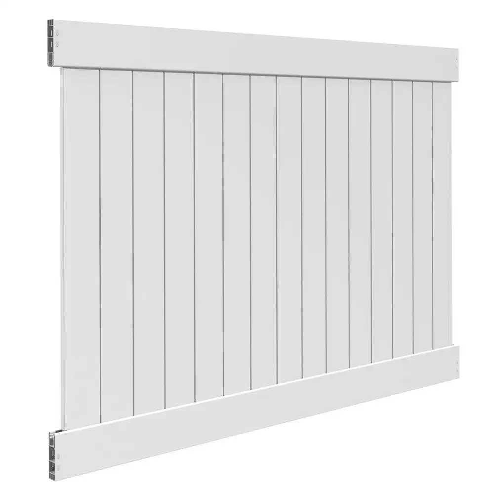 Panneaux de clôture en vinyle blanc Fentech 6x8ft et 6x6ft pour la confidentialité des murs et des portes de ferme et d'allée Clôture murale en PVC en plastique blanc pour la confidentialité