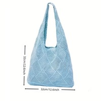 Bolso tote de hombro único de poliéster tejido de malla hueca para mujer, estilo playero, para todas las estaciones, nueva llegada