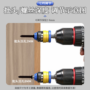 Coupleur de réglage de profondeur de perçage réglable, engrenage métallique haute précision pour le perçage de panneaux en bois - Product Image 3