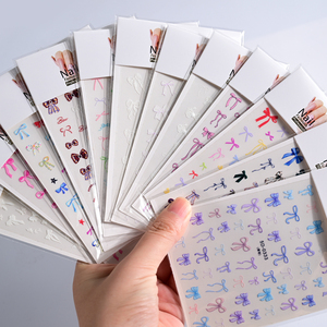 2025 nouveau 5D Kawaii arc <span class=keywords><strong>manucure</strong></span> autocollant multicolore ruban arc amour coeur ongles décalcomanies auto-adhésif ongles autocollants accessoires - Product Image 1