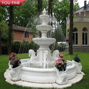 Натуральный мраморный фонтан с лошадью, статуя, Большой Каменный садовый фонтан, уличный