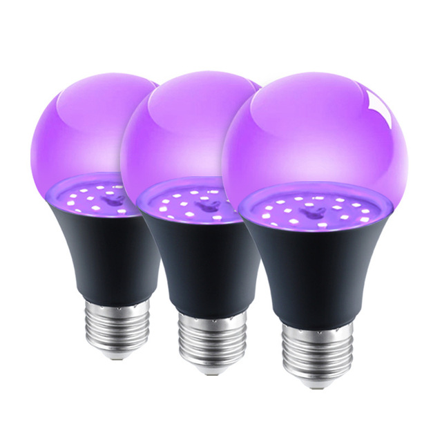 Smart LED Fluorescent Bulb A19 UVA 385-400nm12W Body Art Paint UV Purple Blacklight Bulb for Halloween Glow Party