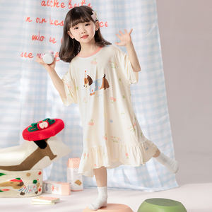 Pijamas <span class=keywords><strong>de</strong></span> manga corta con dibujos animados bonitos para niños, chándal <span class=keywords><strong>de</strong></span> vestido <span class=keywords><strong>de</strong></span> princesa para niñas pequeñas <span class=keywords><strong>de</strong></span> verano a la venta - Product Image 3