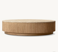 Precio de Fábrica Oferta Mesa de Centro Redonda de Madera y Piedra Estilo Americano Moderno para Sala de Estar