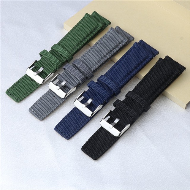 Quick Release Nylon Leather Watch Strap with Lychee Pattern High Quality Watch Band for Samsung Garmin HuaWei Smart Watch 22mm