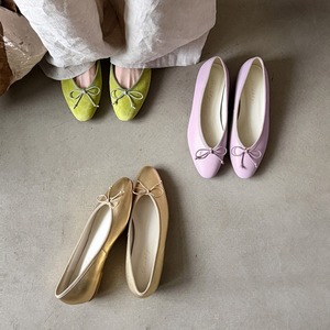 Single shoes for women <b>flat</b> sole spring new product genuine leather with butterfly knots on both the inside outside ballet shoes - Product Image 1