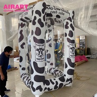 Machine à attraper l'argent gonflable décorée de motifs de vaches, tente gonflable pour attraper l'argent pour centre commercial
