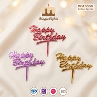 Happy Birthday Tortenaufsatz Metallischer Schriftzug Kuchendekoration Wiederverwendbare Acryl-Geburtstagstorten-Topper für Partys
