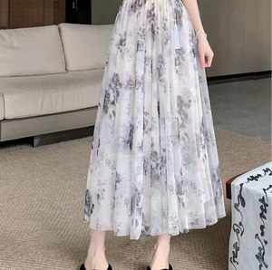 New Style 2026 Summer Dress Korean <strong>Chiffon</strong> <strong>Skirts</strong> Flower Print <strong>Skirt</strong> - Product Image 5