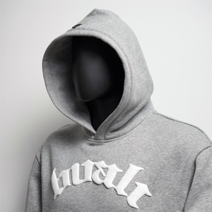 Topshow High Quality Custom 3d Puff Logo No <b>String</b> Boxy Double Layer Cotton Fleece Heavyweight 420 Gsm Puff Print Hoodie - Product Image 3