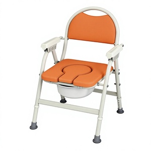 Chaise de toilette pliable en promotion, capacité de charge 150 kg, anti-éclaboussures, antidérapante, avec accoudoirs, pour personnes âgées et handicapées - Product Image 4
