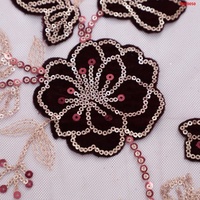 Tissu en velours extensible à motifs floraux avec sequins pour huipil de chaîne de pédale