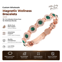 Bracelet magnétique en cuivre rouge pur à 99,9 % vert émeraude, double rangée avec style tennis CZ pour femmes, bijoux énergétiques et bien-être