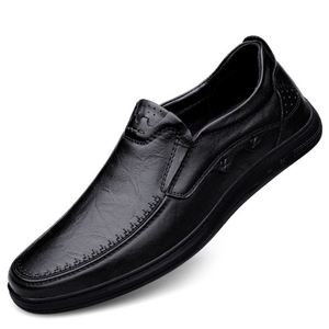 Chaussures habillées en cuir véritable pour hommes, bout rond, à lacets, semelle extérieure en caoutchouc antidérapante, toutes saisons, bureau et carrière - Product Image 3