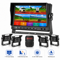 Système de caméra de recul pour camion OEM d'usine 7 pouces 4 canaux AI BSD 360° avec vision nocturne 1080P AHD IP68 étanche, kit de caméra de sécurité pour véhicule