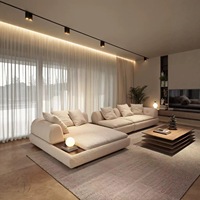 Modernes L-förmiges Weißes Leinen-Beige Stoff-Schwamm Ausziehbares Modulares Ecksofa-Set für Villa Hotel Apartment Wohnzimmer