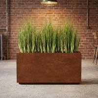 Kotak Penanam Luar Ruangan Persegi Panjang dari Baja Corten, Pot Tanam Berlapis Epoksi, Desain Pedesaan Modern, untuk Kebun Komersial