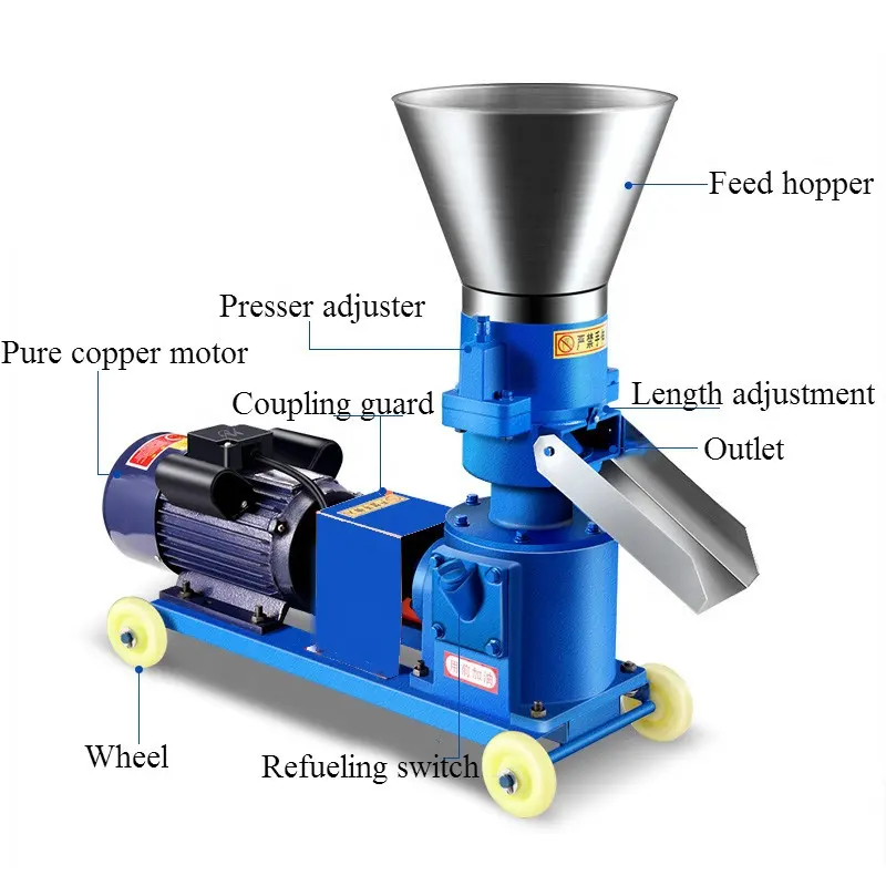 Motore Diesel Animale Pellet Mangimi Mulino di Legno Biomassa Pellet Pollame Macchina Pet Food Pellet Linea di Produzione di Prezzo per La Vendita