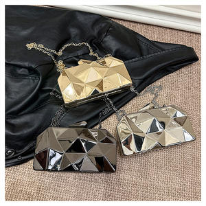 2026 New Fashion Ladies Designer Bags Irregular Rhombus Square Pattern Metal Chain <b>Clutch</b> Shoulder Bag - Product Image 4