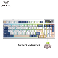 Keyboard Gaming Mekanik RGB Backlit Transparan Plastik Baru Aula F98Pro V3 dengan Wireless Tri-mode dan Daya Tahan Baterai 10000mAh