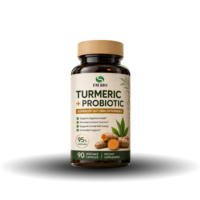 Capsules végétales de curcuma et probiotiques OEM ODM, capsules de curcumine à 95 % pour le soutien intestinal et immunitaire, complément en marque blanche