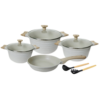 Ucc Life Ensemble de 9 ustensiles de cuisine en métal classique avec couvercle en verre T Logo personnalisé Écologique pour un usage domestique