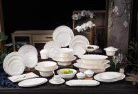 Ensemble d'assiettes plates en porcelaine émaillée écologiques et modernes de luxe Kaly, design minimaliste, motif personnalisé, logo, blanc pur
