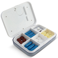 J & R — boîte de rangement de pilules à personnaliser, boîte de stockage de pilules en PP de qualité alimentaire à Six compartiments avec cinq alarmes, minuterie vente en gros