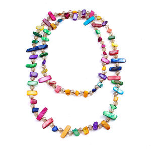 女性定制复古珠宝套索打结115-120厘米长包裹项链水晶玻璃珠2包不规则贝壳项链 - Product Image 5