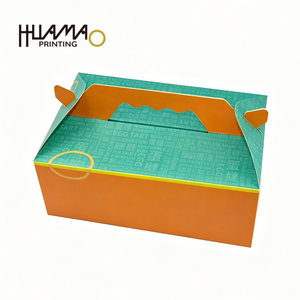 Custom Printed Foldable Egg Tart <b>Box</b> Portable Handle Bakery Packaging <b>Box</b> For Cookies Muffin Puff Macaron <b>Cupcake</b> - Product Image 4
