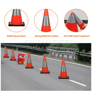 Cono de seguridad 18 "28" 36 "pvc אוסטרליה תחבורה כביש חרוט שחור בסיס כתום בנייה עם השתקפות אישית - Product Image 3