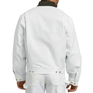 YIMAI Fornitore di Tendenza Giacche Bianche Personalizzate Cappotti da Uomo <span class=keywords><strong>100</strong></span>% <span class=keywords><strong>Cotone</strong></span> Twill Giacca con Blocchi di Colore Colletto Rovesciato Giacca da Lavoro per Uomo - Product Image 3