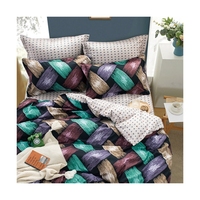 Housse de couette et ensemble de draps en polyester 100% tissu 130GSM avec housses d'oreiller toucher coton