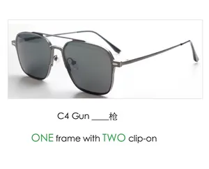 Customized Polarized Magnetic Clip-on Sunglasses For Men Pilot UV400 Magnetic Clip On Glasses