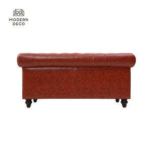 <span class=keywords><strong>Red</strong></span> Faux Leather Tufted <span class=keywords><strong>Chesterfield</strong></span> Sofa Couch Settee 2 CHỖ NGỒI Antique Armonia ModernDeco Xuất Khẩu Sản Xuất - Product Image 4