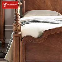 Amerikanisches Schlafzimmermöbel Wien Massivholz Geschnitztes Säulenbett Französischer Mittelalterlicher Stil Karamell Klassisches 1,8-Meter Doppelbett