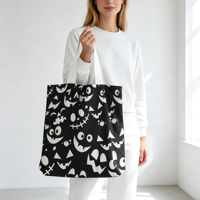 Sac fourre-tout réutilisable en polyester à longue poignée Yifan, motif citrouille d'Halloween, imprimé sur mesure pour la vente en gros OEM ODM