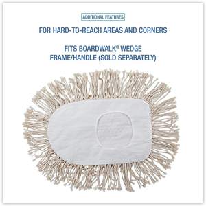 Tête de balai serpillère jetable en coton blanc Boardwalk BWK1491, 17 1/2L x 13 1/2W, motif rectangulaire, absorbante, pour usage domestique - Product Image 5