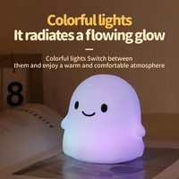 Veilleuse en silicone en forme de fantôme mignon, rechargeable par USB, avec capteur tactile LED, intensité réglable, lampe de chevet pour enfants, bébés, chambre d'enfant