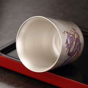Tasse de dégustation en céramique Pu Yu Silver Gilded Master Cup, motif dragon, pour service à thé Kung Fu, usage domestique - Product Image 4