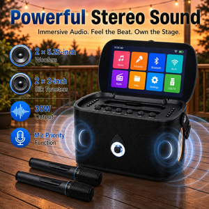 Microphone Karaoké Bluetooth Portable avec Écran Tactile, Enceinte de Fête, Batterie Rechargeable pour Camping, Voyage, Fêtes à Domicile, OEM - Product Image 1